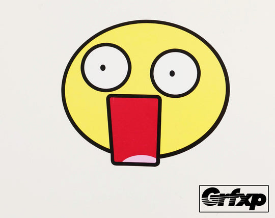 Shocked Mouth Open Emoticon Printed Sticker