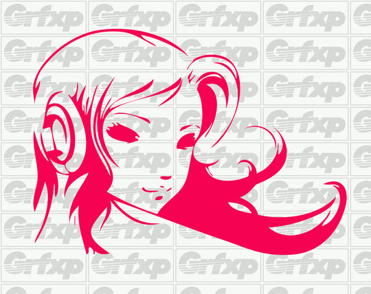 Anime Girl with Headphones Sticker