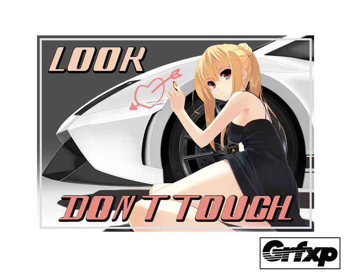 Look, Don't Touch Anime Printed Sticker