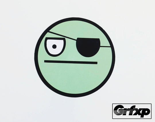 Pirate w/Eyepatch Smiley Printed Sticker