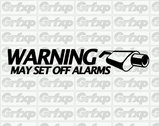 Warning, exhaust may set off alarms Sticker